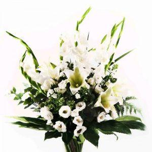 זר פרחים סייפני לבן